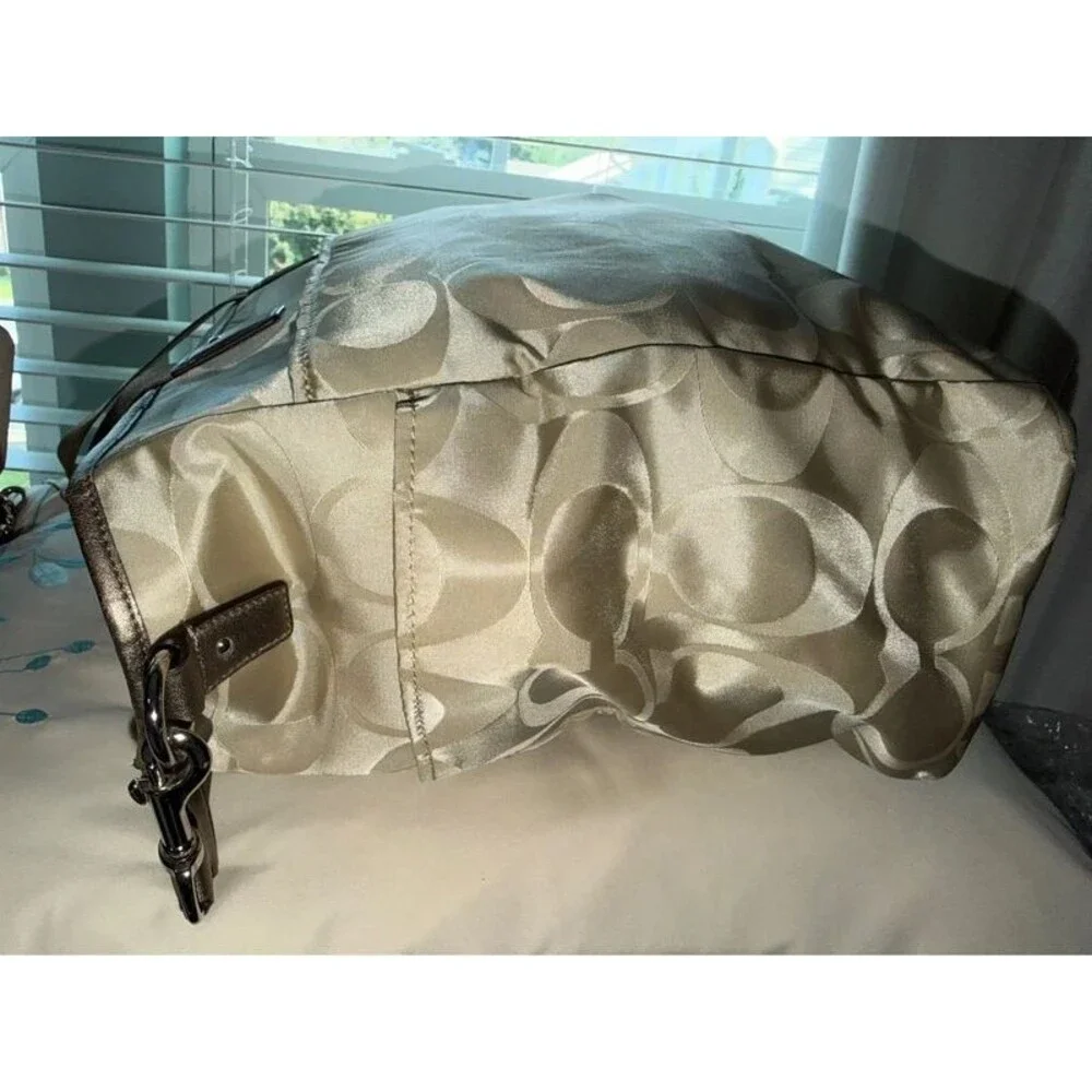 Coach Signature Nylon Baby Bag Tote / Diaper Bag Gold Champagne F77577